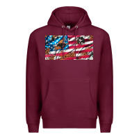 Burgundy usa flag and leopard with wood license plate Premium Hoodie - Artiststas