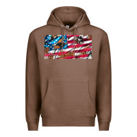 Chestnut usa flag and leopard with wood license plate Premium Hoodie - Artiststas