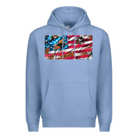 Colony Blue usa flag and leopard with wood license plate Premium Hoodie - Artiststas