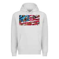 Dove Grey usa flag and leopard with wood license plate Premium Hoodie - Artiststas
