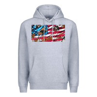 Heather Grey usa flag and leopard with wood license plate Premium Hoodie - Artiststas