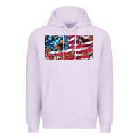 Lilac usa flag and leopard with wood license plate Premium Hoodie - Artiststas
