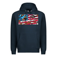 Navy usa flag and leopard with wood license plate Premium Hoodie - Artiststas