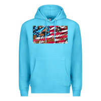 Ocean Blue usa flag and leopard with wood license plate Premium Hoodie - Artiststas