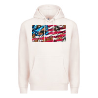 Pale Pink usa flag and leopard with wood license plate Premium Hoodie - Artiststas