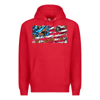 Red usa flag and leopard with wood license plate Premium Hoodie - Artiststas