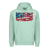 Seafoam usa flag and leopard with wood license plate Premium Hoodie - Artiststas