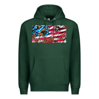Sports Green usa flag and leopard with wood license plate Premium Hoodie - Artiststas