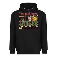 Black i'm just here for the snacks #softball brother Heavyweight Hoodie - Zillion Design Studio