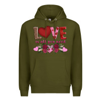 Army Green love is all you need Premium Hoodie - AdoDesignShop