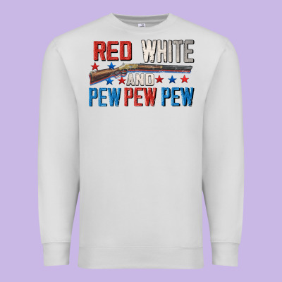 Red White And Pew Pew Pew Premium Sweatshirt Designed By Cowgirlartshop