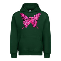 Forest Green pink ribbon breast cancer butterfly Urban Hoodie - Jasminsmagicworld