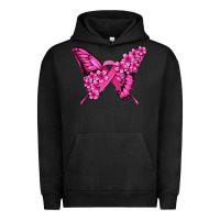 Pigment Black pink ribbon breast cancer butterfly Urban Hoodie - Jasminsmagicworld
