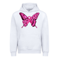 White pink ribbon breast cancer butterfly Urban Hoodie - Jasminsmagicworld