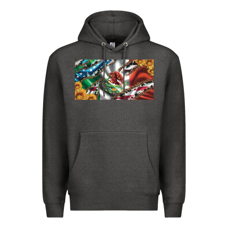 Usa Flag And Mexico Flag With Sunflower And Cowhide  License Plate Premium Hoodie by Artiststas | Teevron