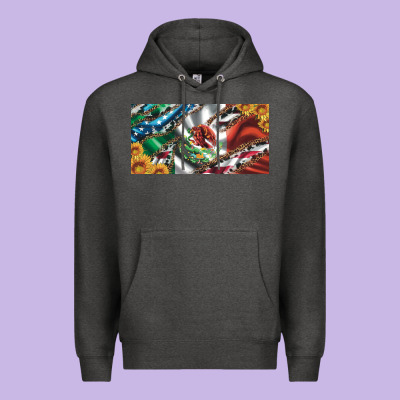 Usa Flag And Mexico Flag With Sunflower And Cowhide  License Plate Premium Hoodie Designed By Artiststas