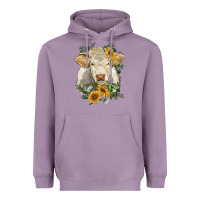 Lavender charolais cattle with sunflowers Heavyweight Hoodie - RanaPortraitStore