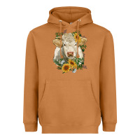 Meerkat charolais cattle with sunflowers Heavyweight Hoodie - RanaPortraitStore