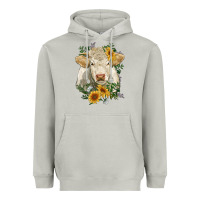 Moon Dust charolais cattle with sunflowers Heavyweight Hoodie - RanaPortraitStore