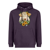 Plum charolais cattle with sunflowers Heavyweight Hoodie - RanaPortraitStore