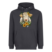 Smoke charolais cattle with sunflowers Heavyweight Hoodie - RanaPortraitStore
