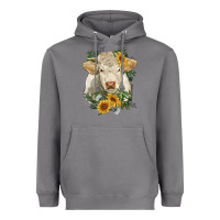 Storm charolais cattle with sunflowers Heavyweight Hoodie - RanaPortraitStore
