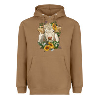 Toasted Coconut charolais cattle with sunflowers Heavyweight Hoodie - RanaPortraitStore