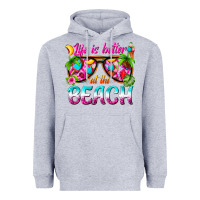 Heather Grey life is better at the beach Heavyweight Hoodie - texasbilliewilder