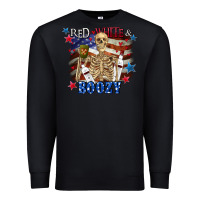 Black Red white boozy 4th of july Premium Sweatshirt - CowGirlArtShop