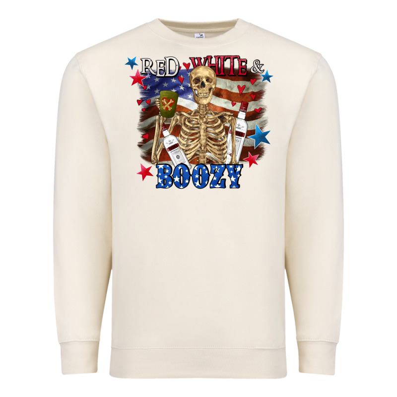 Red White Boozy 4th Of July Premium Sweatshirt by CowGirlArtShop | Teevron
