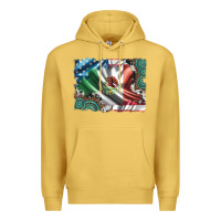 Antique Gold usa and mexico flag with leopard cowhide and gemstone background Premium Hoodie - Artiststas
