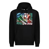 Black usa and mexico flag with leopard cowhide and gemstone background Premium Hoodie - Artiststas