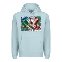 Blue Mist usa and mexico flag with leopard cowhide and gemstone background Premium Hoodie - Artiststas