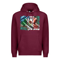 Burgundy usa and mexico flag with leopard cowhide and gemstone background Premium Hoodie - Artiststas