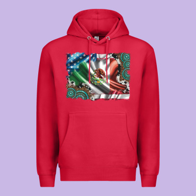 Usa And Mexico Flag With Leopard Cowhide And Gemstone Background Premium Hoodie Designed By Artiststas