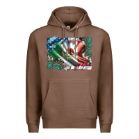 Chestnut usa and mexico flag with leopard cowhide and gemstone background Premium Hoodie - Artiststas