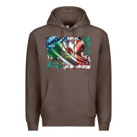 Coffee usa and mexico flag with leopard cowhide and gemstone background Premium Hoodie - Artiststas