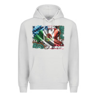 Dove Grey usa and mexico flag with leopard cowhide and gemstone background Premium Hoodie - Artiststas