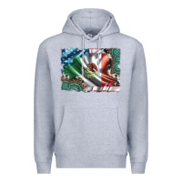 Heather Grey usa and mexico flag with leopard cowhide and gemstone background Premium Hoodie - Artiststas