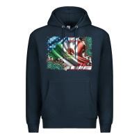 Navy usa and mexico flag with leopard cowhide and gemstone background Premium Hoodie - Artiststas