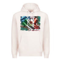 Pale Pink usa and mexico flag with leopard cowhide and gemstone background Premium Hoodie - Artiststas