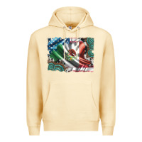Pina Colada usa and mexico flag with leopard cowhide and gemstone background Premium Hoodie - Artiststas