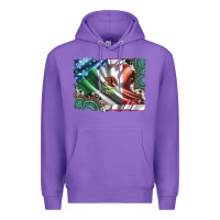 Purple usa and mexico flag with leopard cowhide and gemstone background Premium Hoodie - Artiststas