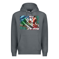 Rock usa and mexico flag with leopard cowhide and gemstone background Premium Hoodie - Artiststas