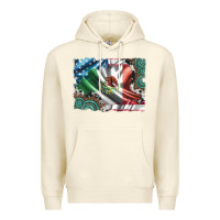 Sandshell usa and mexico flag with leopard cowhide and gemstone background Premium Hoodie - Artiststas