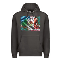 Smoke usa and mexico flag with leopard cowhide and gemstone background Premium Hoodie - Artiststas