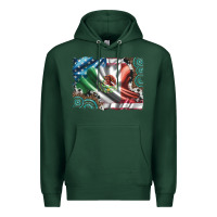 Sports Green usa and mexico flag with leopard cowhide and gemstone background Premium Hoodie - Artiststas