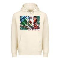 Tofu usa and mexico flag with leopard cowhide and gemstone background Premium Hoodie - Artiststas