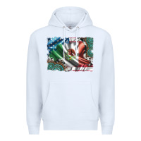 White usa and mexico flag with leopard cowhide and gemstone background Premium Hoodie - Artiststas