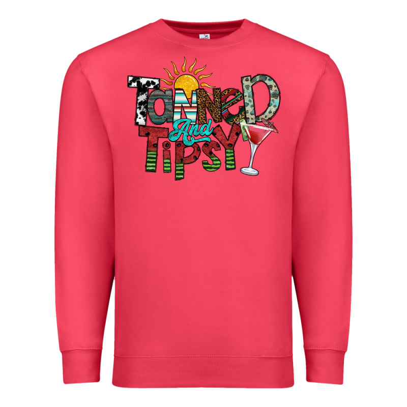 Tanned And Tipsy Premium Sweatshirt by SublimationCraftShop | Teevron